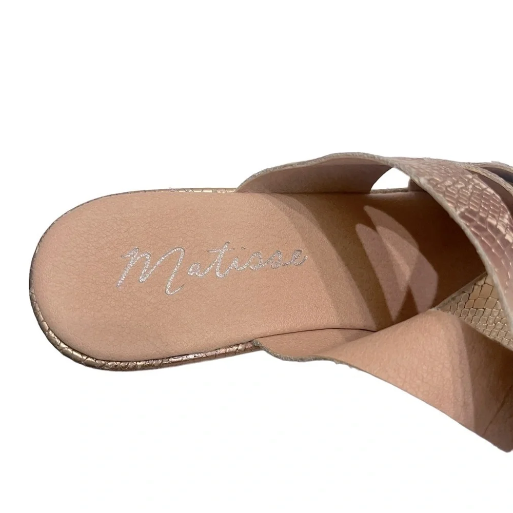 Matisse Runaway Platform Sandals Rose Gold Metallic Snake Animal Print‎ Size 9M